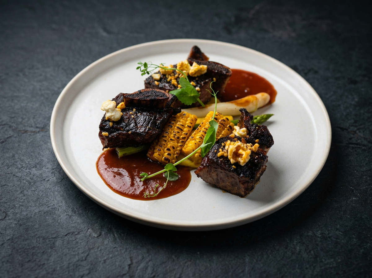 Short ribs met mais van de BBQ