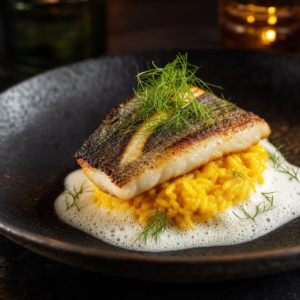 Zeebaars met saffraanrisotto