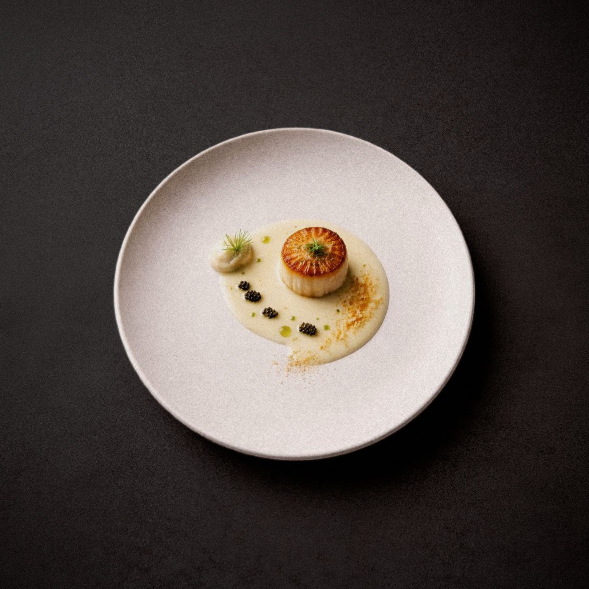 Coquille met fine-dining garnituur